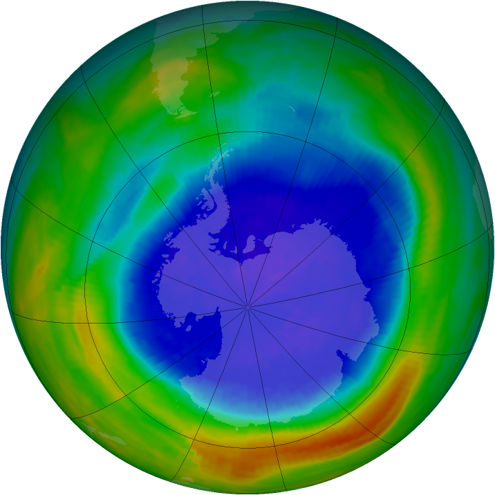 Antarctic ozone map for 21 September 1990